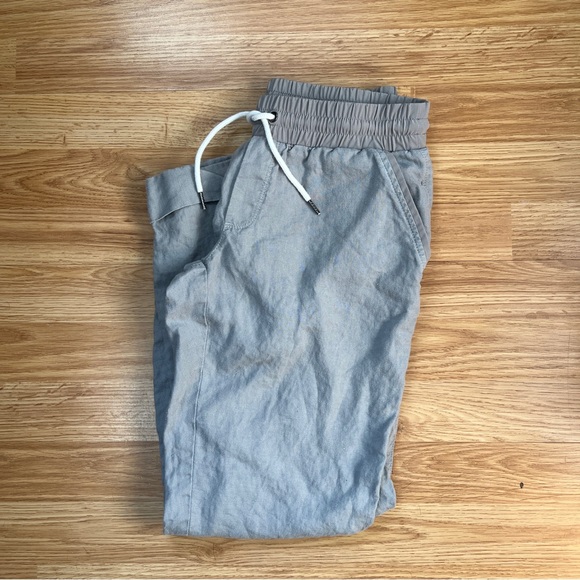 Athleta 100% linen Bali joggers women size 2 gray drawstring chambray - Picture 6 of 6